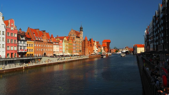 Gabled buildings along the Motława in Gdańsk